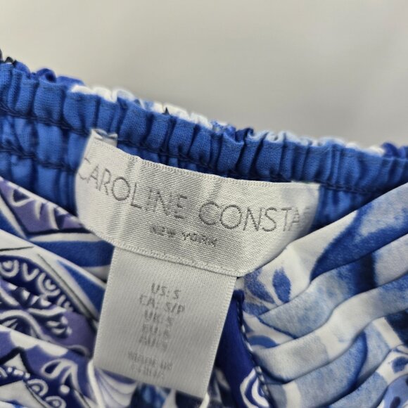 Caroline Costas Blue White Empire Waist 100% Cotton Maxi Dress Size Small - Picture 7 of 16